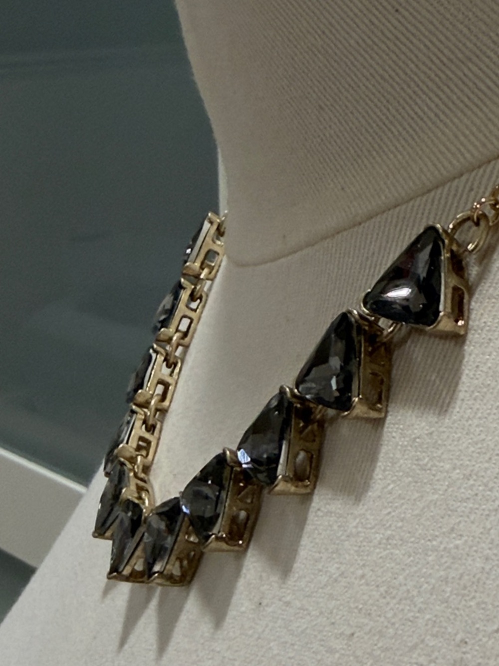 Triangle Black Crystal Link Necklace - Women Jewelry